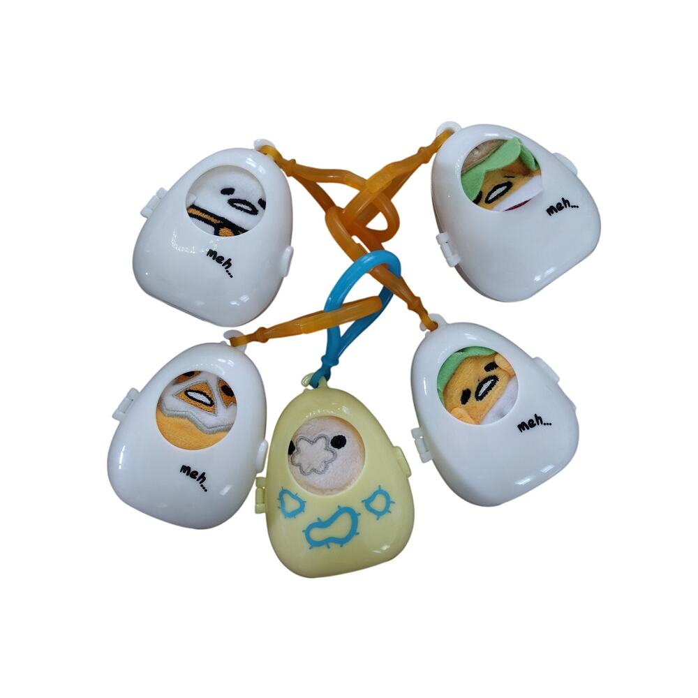 Sanrio Gudetama Lazy Egg Blind Bag Backpack Clip Hanger Figure Lot of 5